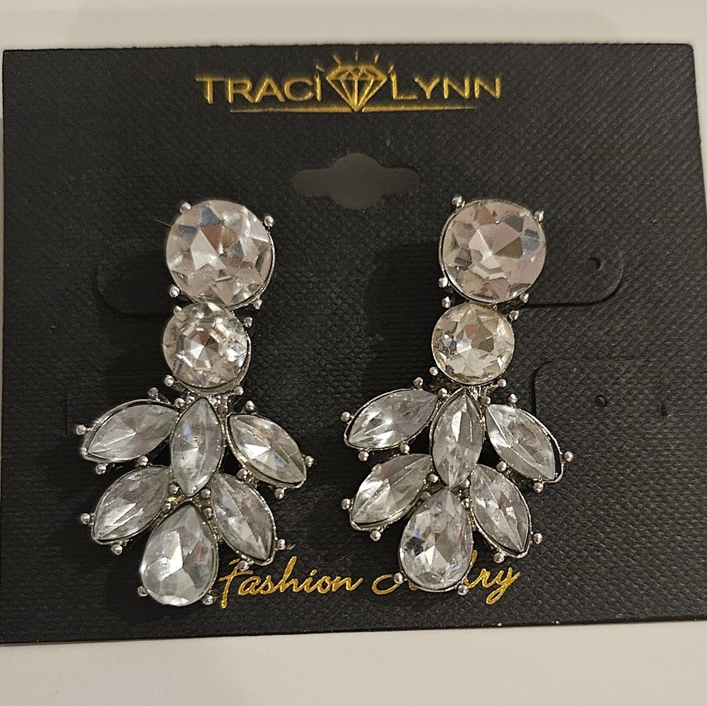 Traci Lynn Dazzling Silver Earrings